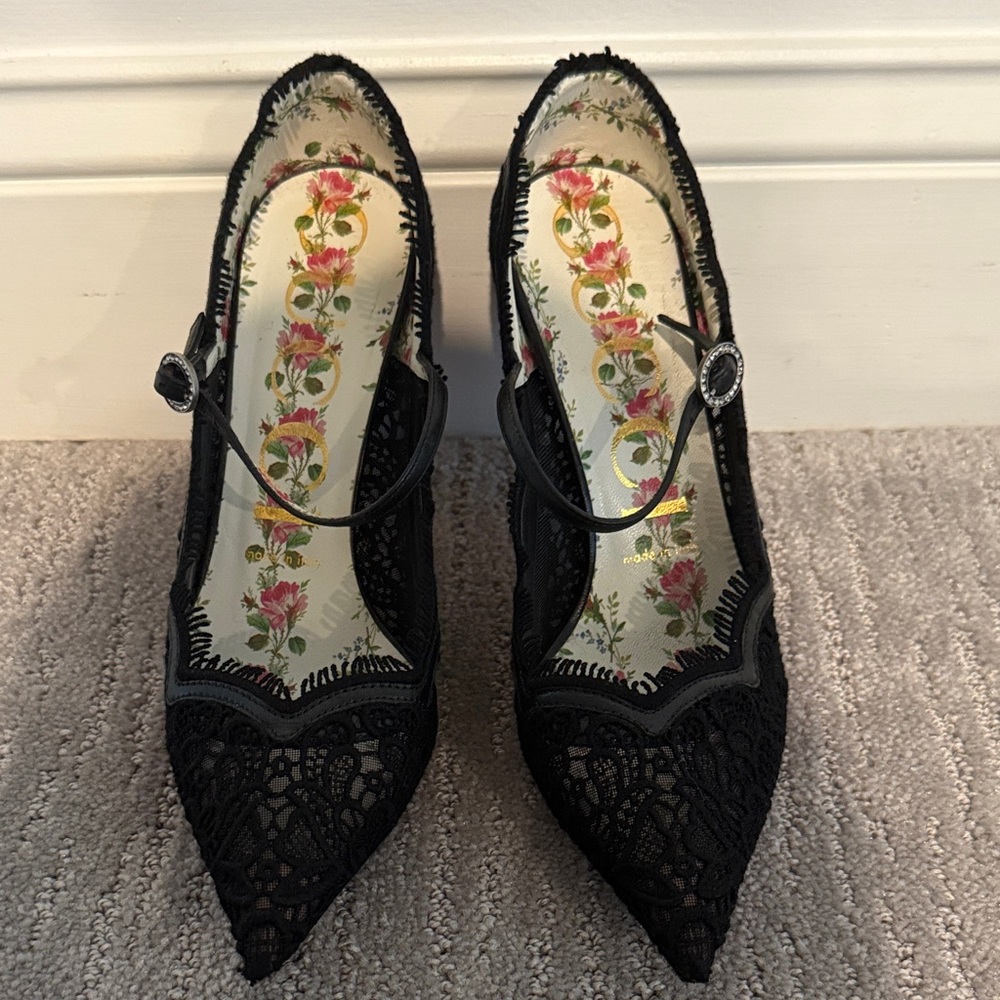 Gucci Black Lace Heels